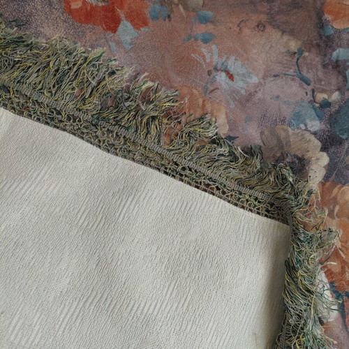 Vintage decorative floral fabric with fringes