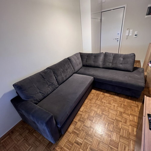 Corner sofa anthracite/grey with pull-out bed