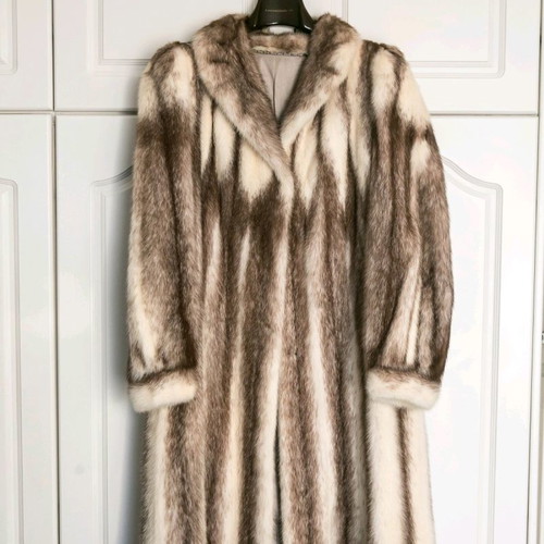 Mink fur coat white-brown used size Medium