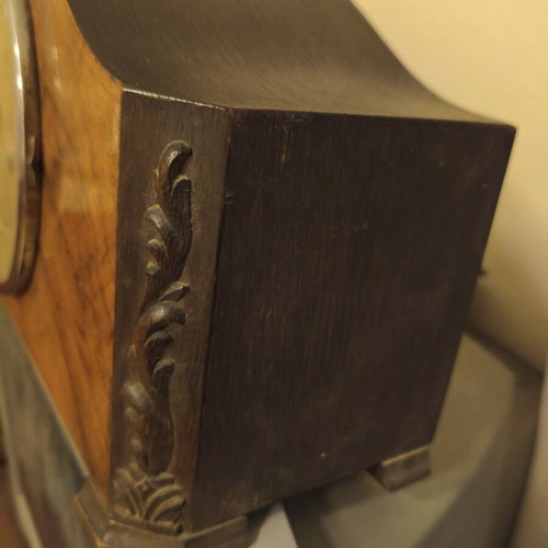 Antique German Art Deco mantel clock used with carved decoration