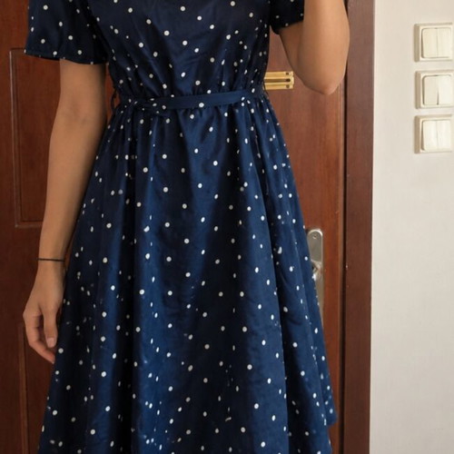 Midi dress 1XL new, white and blue