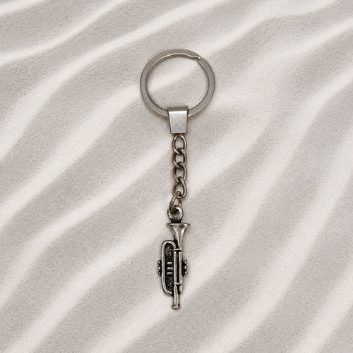 Metal Trumpet Keychain new, silver