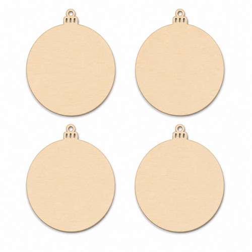 Wooden Christmas balls 9x7.3cm laser-cut set of 5