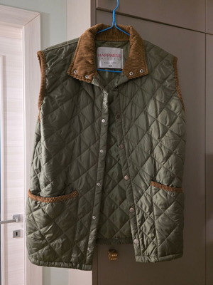Sleeveless jacket Trendyol like new, khaki with brown corduroy details