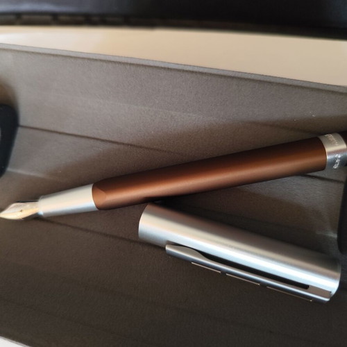 Staedtler TRX pen restored, brown aluminum body, F nib, magnetic case