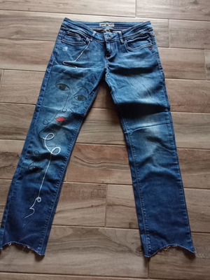 Jeans painted by hand used, size L 40 12