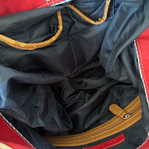 Tommy Hilfiger shoulder bag used, vintage red canvas with leather details