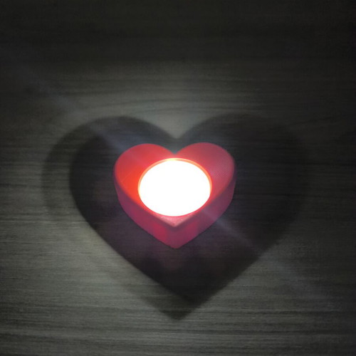 Heart tealight holder new, plastic, red