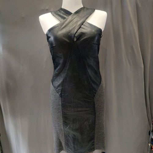 Gil Santucci evening dress like new, size M, black and grey leatherette