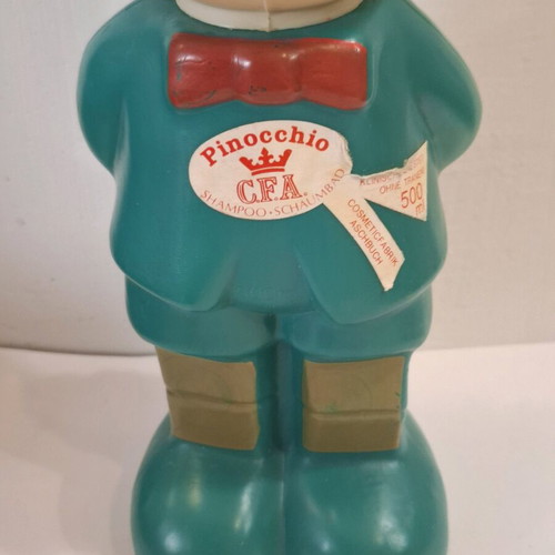 Vintage γερμανικό πλαστικό μπουκάλι σαμπουάν Pinocchio μεταχειρισμένο