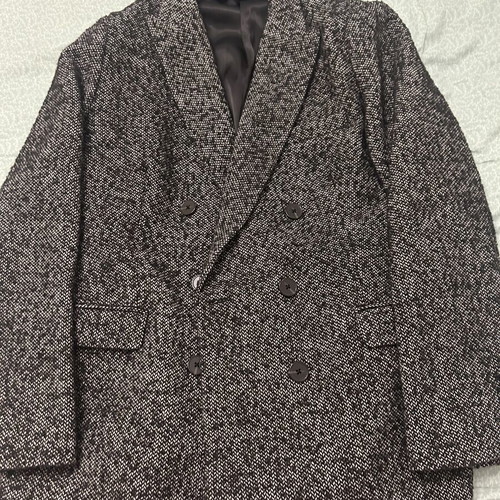 Zara winter boucle fabric jacket, black and white, XL