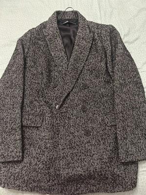 Zara winter boucle fabric jacket, black and white, XL