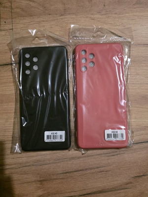 Samsung A32 4G phone cases, black and red matte, pack of 2