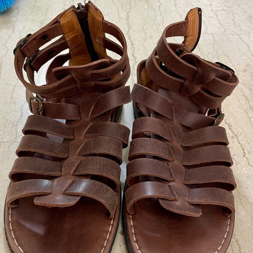 Men's Handmade Leather Brown Sandals like new, size 41