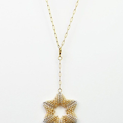 Necklace with two star pendants in white and gold custom made