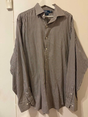 Ralph Lauren Καρώ Καφέ/Λευκό Πουκάμισο XXL Σαν Καινούργιο