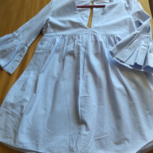 Zara mini dress baby blue S cotton like new with built-in shorts