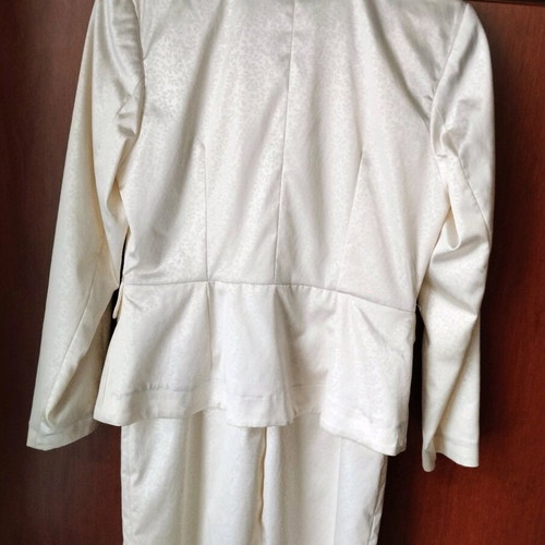 Dans branded suit set dress and jacket jacquard ecru champagne like new