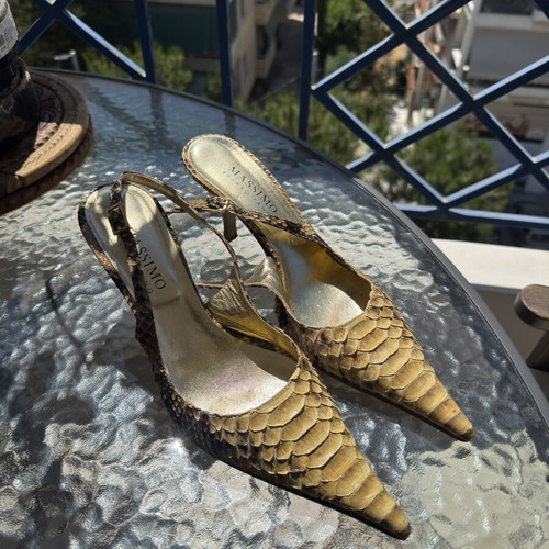 Massimo Vero Cuoio pointed slingback heels size 40 used, elegant gold brown