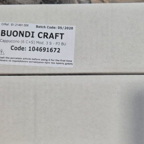 Buondi coffee cup set with saucer, pack of 6, new