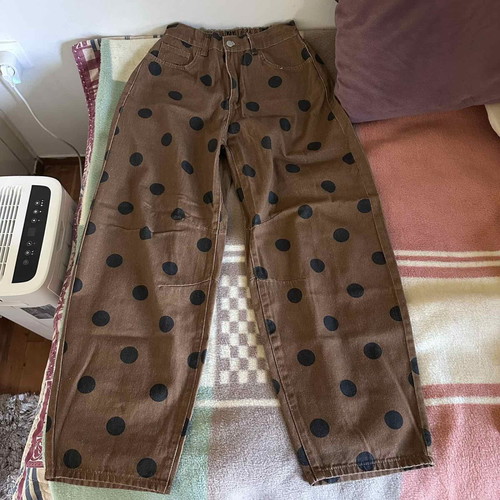 Shein women's jeans new with black dots size M