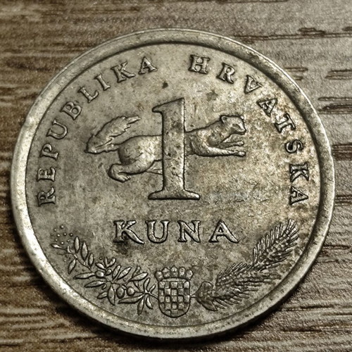 Croatian 1 Kuna coin 1997 used with nightingale design