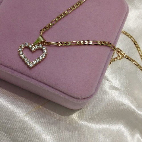 Heart stainless steel necklace new, chain length 50cm