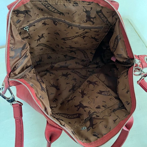 Longchamp Pliage bag model M used, red crossbody