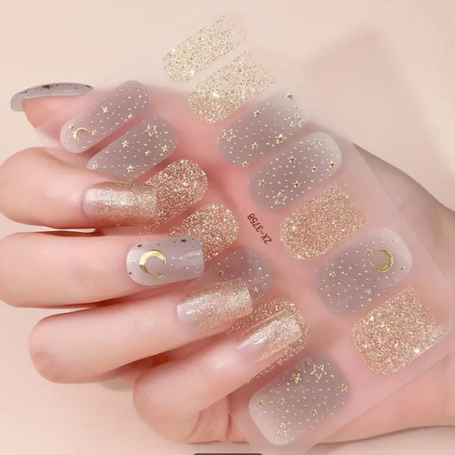 Nail wraps with gold moon design new with nail file