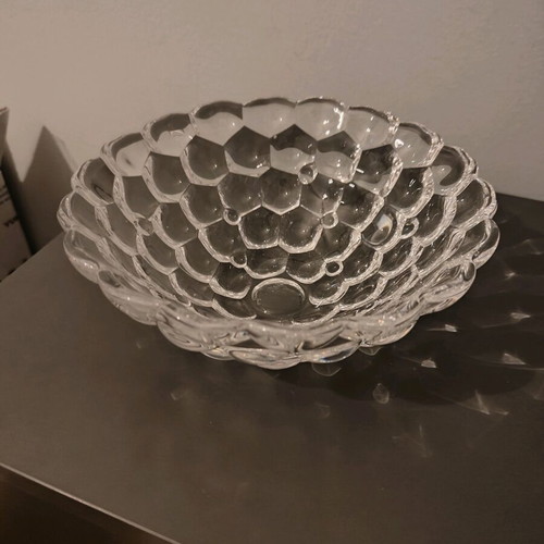 Orrefors Raspberry crystal bowl and candleholder like new