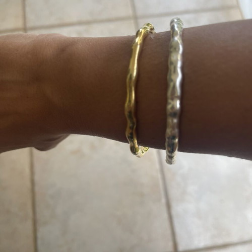 Stainless steel bracelets, gold and silver set