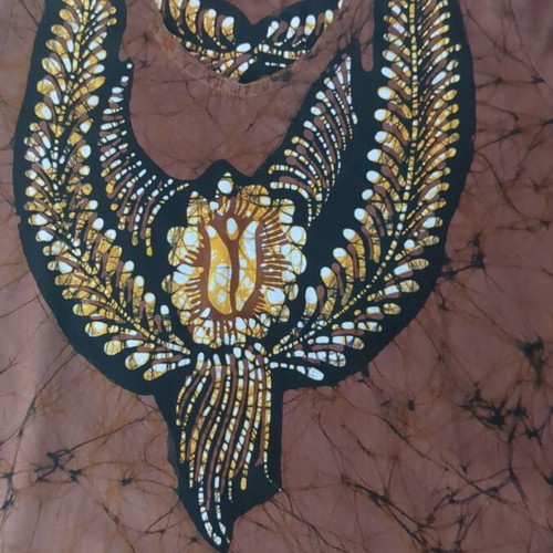 Cotton Kaftan with Front Print like new, brown and yellow, XL