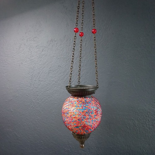 Hanging lantern for tealight candle used, height 60 cm