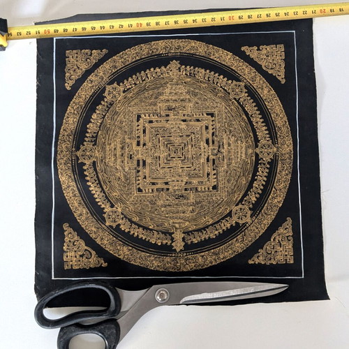 Kalachakra Mandala handmade authentic painting with gold like new