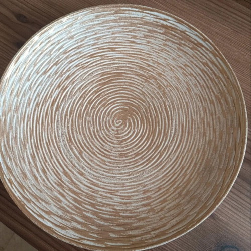 Decorative wooden tray with gold details
