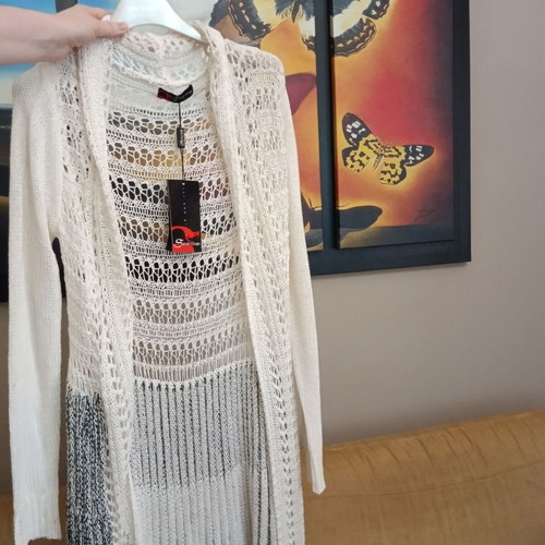Sarah Chole knitted cardigan, black and white, size L/XL