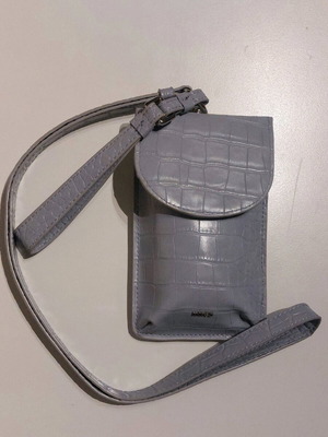Mango crossbody phone case like new, grey-lilac with croco texture