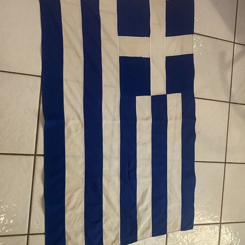 Vintage Greek sea flag used, sewn with plaque stitching, 1.00x1.50m
