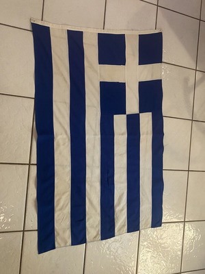 Vintage Greek sea flag used, sewn with plaque stitching, 1.00x1.50m