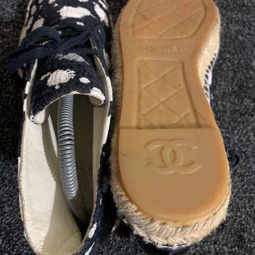 Chanel espadrilles used with tweed fabric and patent leather, size 41