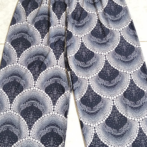 Swim fabric palazzo pants like new, dark blue-white, size M-L