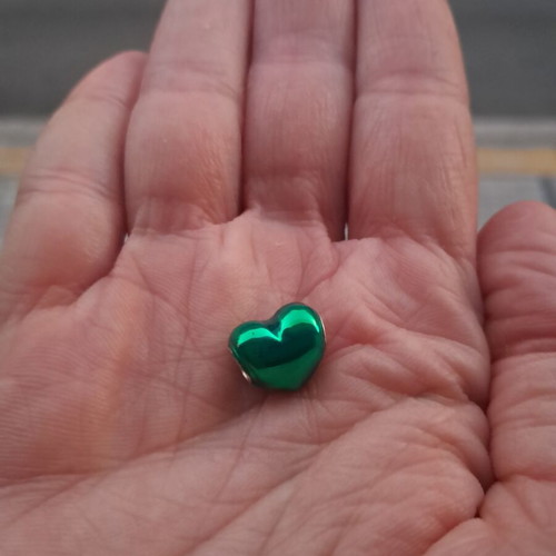 Pandora heart charm with green enamel, like new