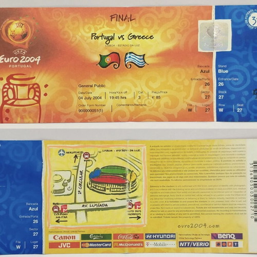 Euro 2004 Final Ticket Portugal Greece like new