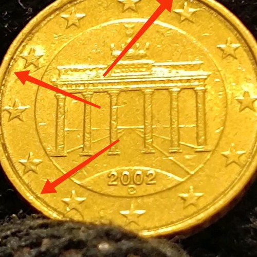 Germany 2002 10 euro cents with error and double strike used