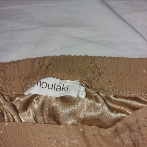 Moutaki set shirt and wide-leg pants, brown and gold