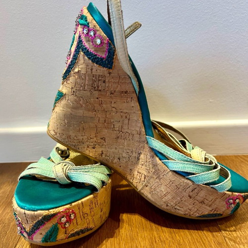 Italian platform sandals size 36-37, multicolor