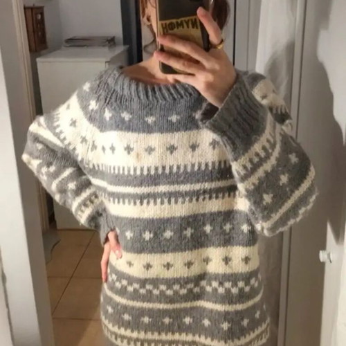 90s wool sweater with traditional Fair Isle pattern, like new