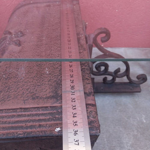 Cast iron mailbox used with metal base for wall or pole mounting