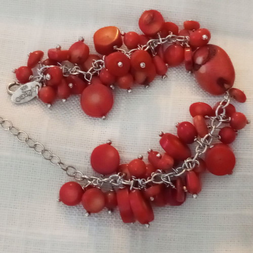 Silver 925 bracelet with coral like new, Gregio adjustable