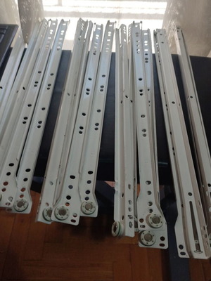 Drawer runners 50cm with wheels used, set of 4 complete metal guides